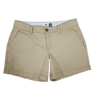 Old Navy Khaki Chino Shorts Sz 6 Mid Rise OGC Summer Casual Stretch Inseam 4.5"